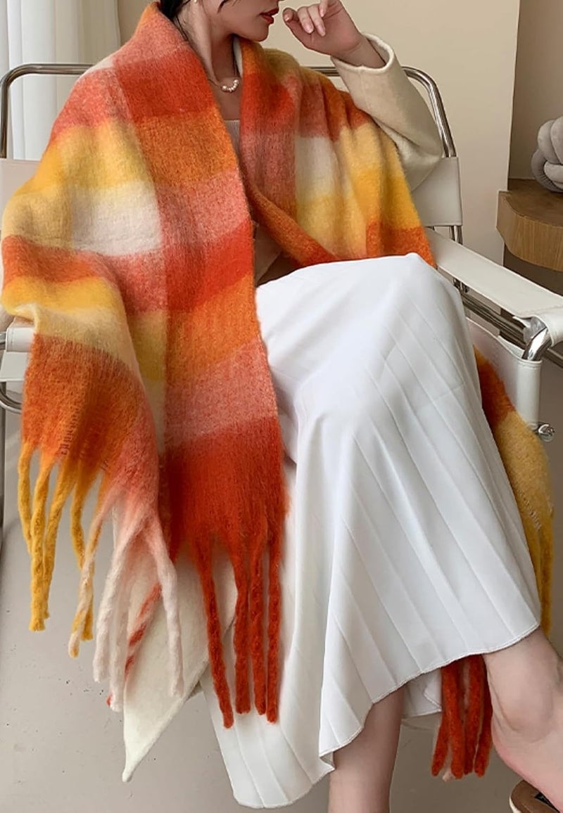 Wander Agio Winter Women Warm Scarf Long Shawl Large Scarves Cold Weather Thick Blanket Scarfs Colorful Plaid - Image 1